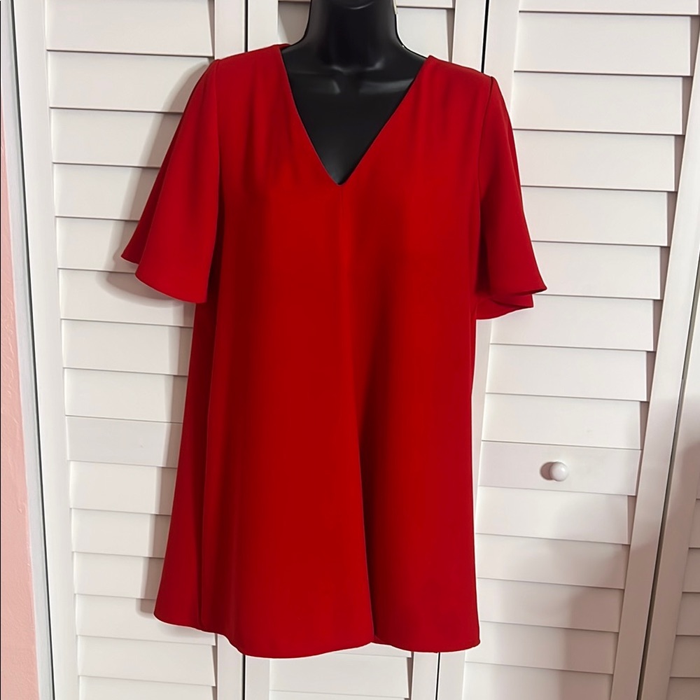 TRF Zara Red V-Neck Women's Top